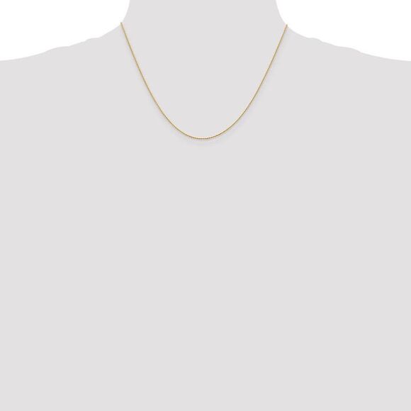 0.8mm 14k Yellow Gold Diamond Cut Round Wheat Chain Necklace, 18 Inch - Picture 2 of 8